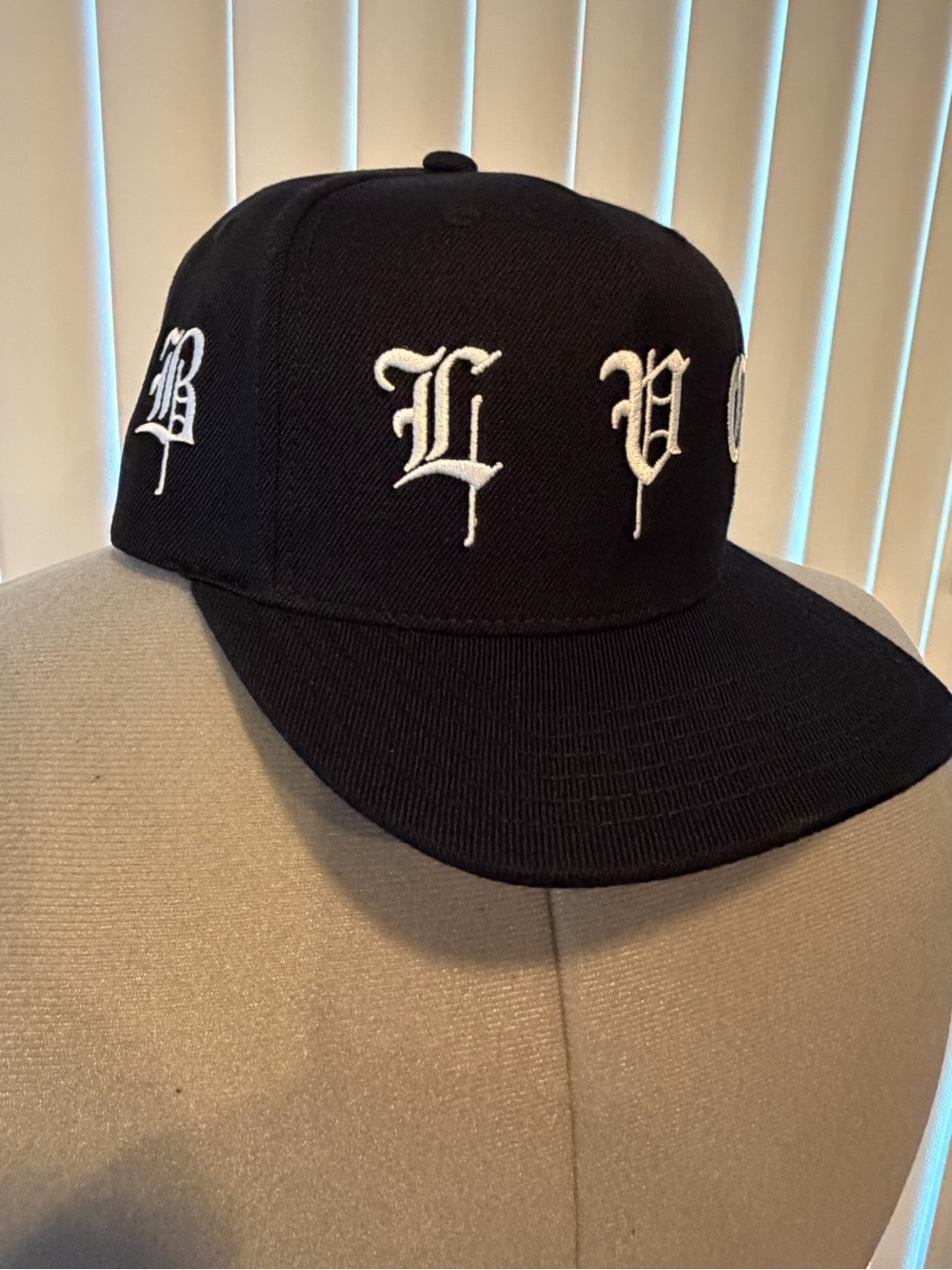 BLVCKSCALE - Embroidered Snapback Hat with White Gothic Lettering